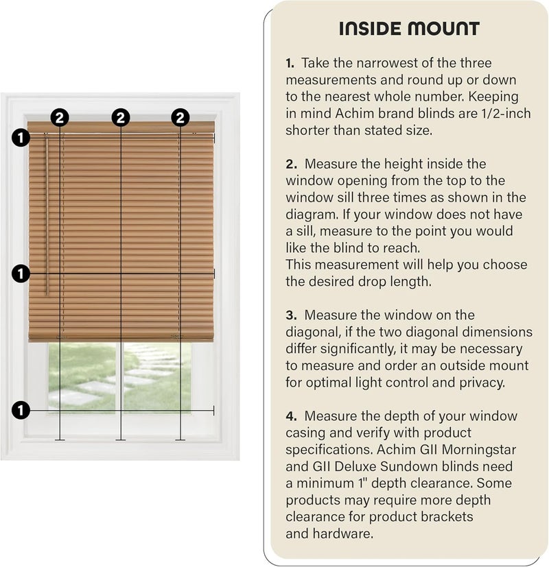 Achim Cordless Light Filtering Mini Blind - 28 Inch Width, 48 Inch Length, 1" Slat Size - Alabaster - Cordless GII Morningstar Horizontal Windows Blinds for Interior by Home Decor - Image 4